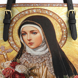 Catholight The Little Flower of Grace Leather Tote Bag
