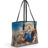 Catholight Divine Ascension: The Heavenly Embrace Leather Tote Bag
