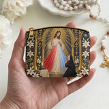 Catholight St. Faustina Divine Mercy Vision Leather Rosary Pouch