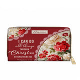 Catholight Blooming With Faith Personalized Leather Wallet Purse