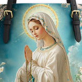 Catholight Lady Of Lourdes Leather Tote Bag