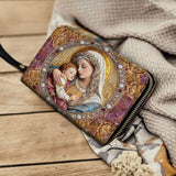Catholight  Divine Madonna And Child Leather Wallet Purse