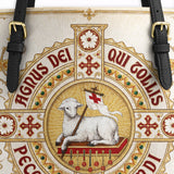 Catholight Agnus Dei Leather Tote Bag
