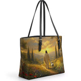 Catholight Divine Light and Love Leather Tote Bag