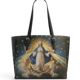 Catholight The Queen of Heaven Leather Tote Bag