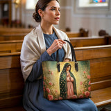 Catholight Roses of Guadalupe Leather Tote Bag