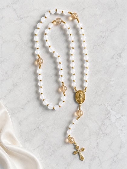 Catholight Immaculate Grace White Quartz Rosary